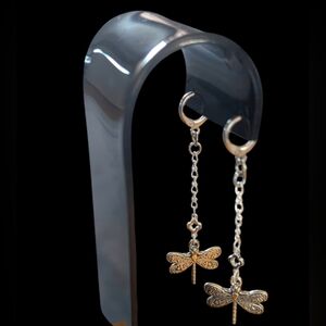 Charming Silvery Dragonfly Earrings